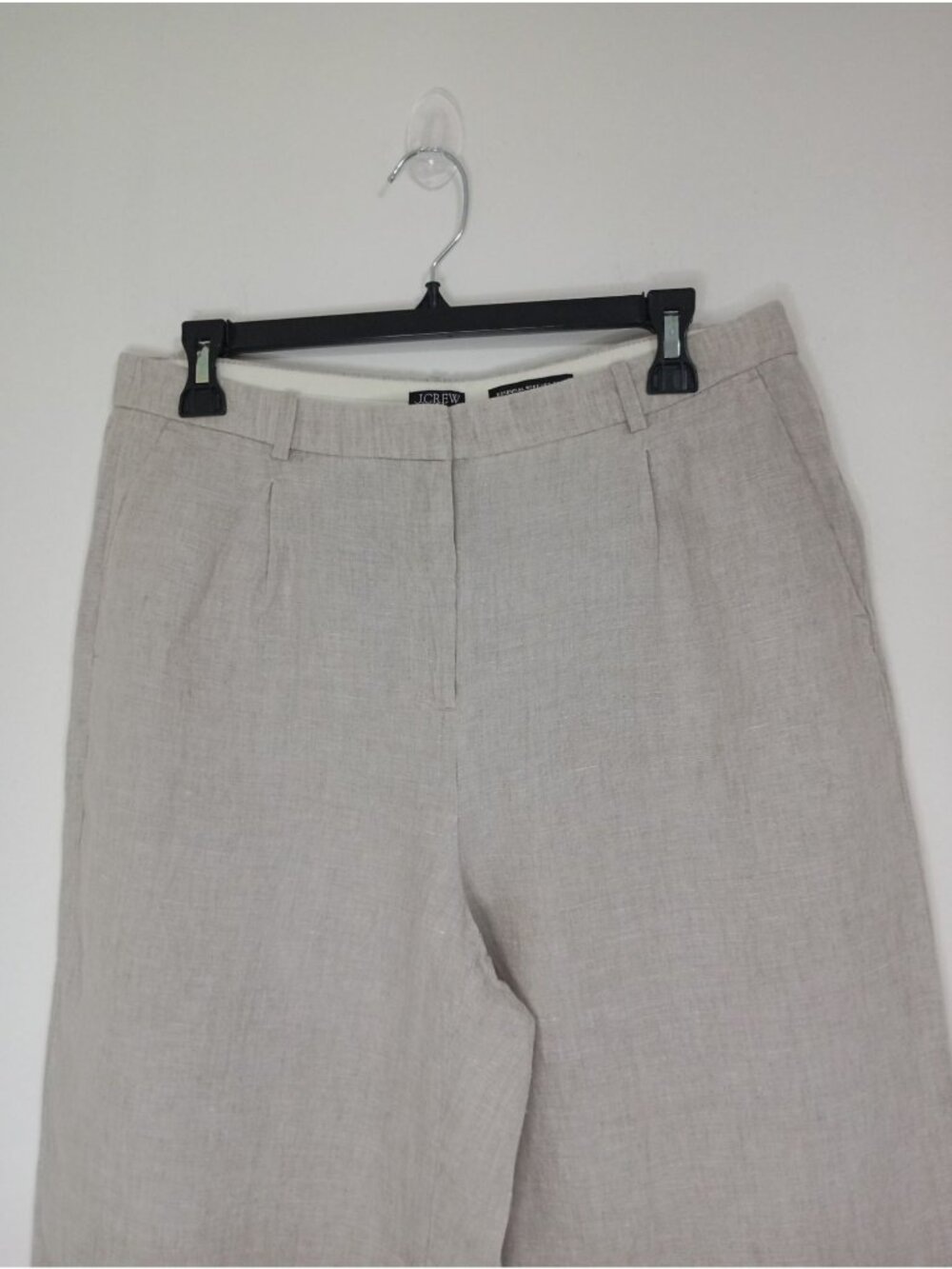 J.Crew Essential Wide Leg Linen Pants Beige Sz 10 Lightweight Tailored Trousers - Picture 4 of 14